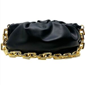 Designer vibes black chunky chain clutch purse handbag